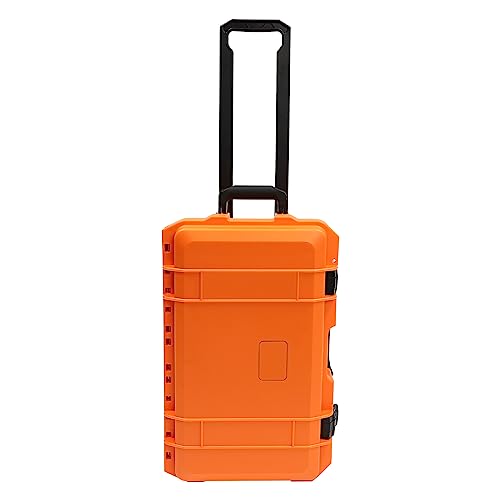 Portable Protective Camera Case, 22" Protective Roller Hard Camera Case with Wheels and Foams Camera Suitcase Waterproof Rolling Hard Case for Camera,Tools,Lens,Drone,Equipment (Orange) - color: Orange