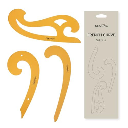 KEARING 3Pcs French Curve Ruler Set - Flexible Plastic Sewing Template - style: 1301S
