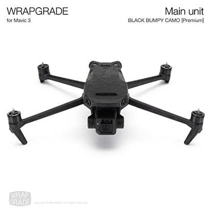 WRAPGRADE Full Skin Stickers for DJI Mavic 3 / Mavic 3 Classic (BLACK BUMPY CAMO) - color: Black Bumpy Camo
