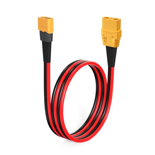 ELFCULB XT60 to XT90 Adapter Cable 10AWG XT60 Male to XT90 Female Connector Cable for RC Lipo Battery Drone(2FT) - color: XT60 Male to XT90 Female