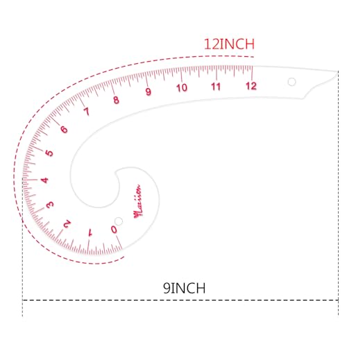 YLaziion 12-Inch 3mm Acrylic French Curve Ruler for Sewing & Pattern Making - style: 12" Comma Shape Ruler