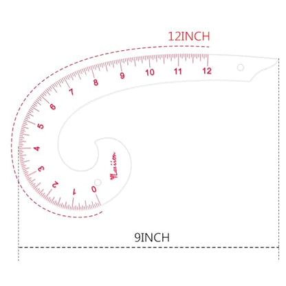 YLaziion 12-Inch 3mm Acrylic French Curve Ruler for Sewing & Pattern Making - style: 12" Comma Shape Ruler