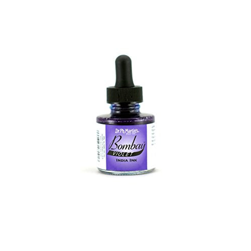 Dr. Ph. Martin's Bombay India Ink (9BY) Ink Bottle, 1.0 oz, Violet, 1 Bottle