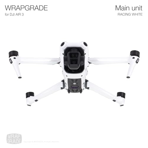 WRAPGRADE Skin Stickers Compatible with DJI Air 3 | Full Wrap (Racing White) - color: Racing White