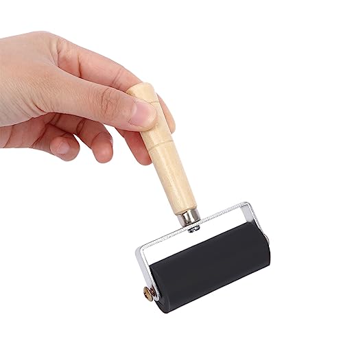 2Pcs Professional Rubber Roller Brayer,6cm Rubber Roller Brayer with Wooden Handle Ink Painting Printmaking Roller Art Stamping Tool