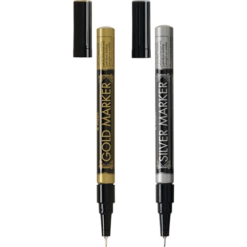 PILOT Extra Fine Point Permanent Markers, Gold/Silver Ink, 2-Pack