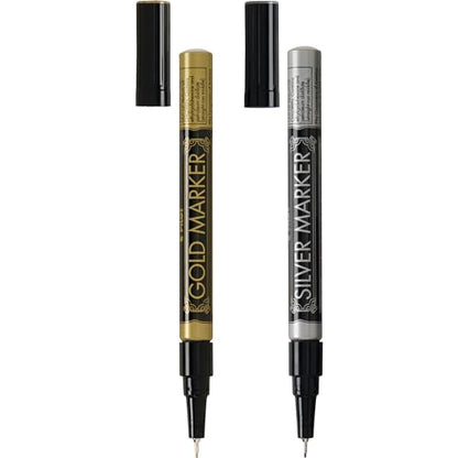 PILOT Extra Fine Point Permanent Markers, Gold/Silver Ink, 2-Pack