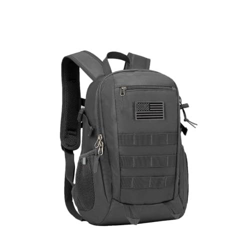 ArcEnCiel 10L/20L Mini X-Small Tactical Backpack MOLLE Daypack Gear Pack Camping Bag with Patch - color: Grey&green, size: 10L