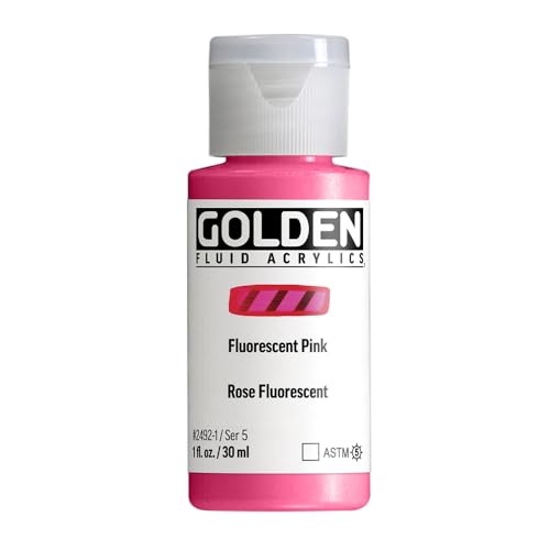 GOLDEN Fluid Acrylics, Fluorescent Pink, 1 fl. oz. Bottle