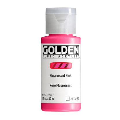 GOLDEN Fluid Acrylics, Fluorescent Pink, 1 fl. oz. Bottle