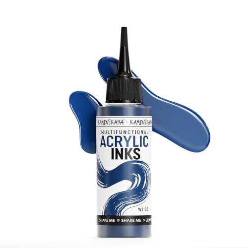Kamenskaya Acrylic Inks for Artists - Deep Water Acrylic Ink, 3.38 Fl Oz (100 ml) - color: Deep Water