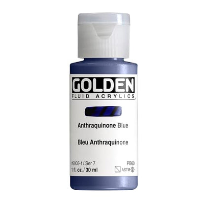 GOLDEN Fluid Acrylics, Anthraquinone Blue, 1 fl. oz. Bottle