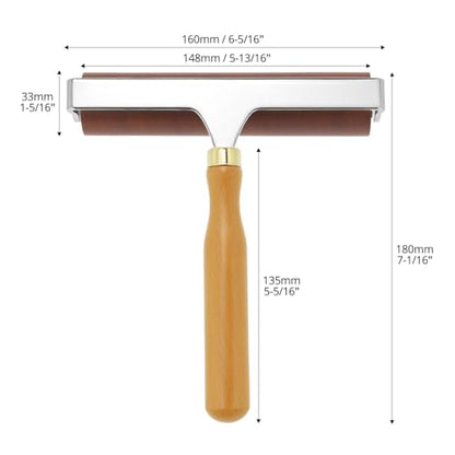 QWORK 6-Inch Soft Rubber Roller Brayer for Anti Skid Tape & Printmaking Tool, Professional Frame Roller, Brown