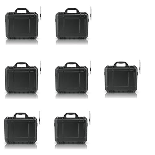NineLeaf Waterproof Hard Case with DIY Customizable Foam Insert, Portable Protective Storage Case with Knife for Camera, Drones Carry Case, 14.3 × 11.4 × 4.5 in, Black,7PK