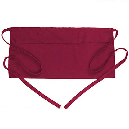 BOHARERS Waist Apron with 3 Pockets - Red Waitress Waiter Server Short Apron - color: 1 Pack Red