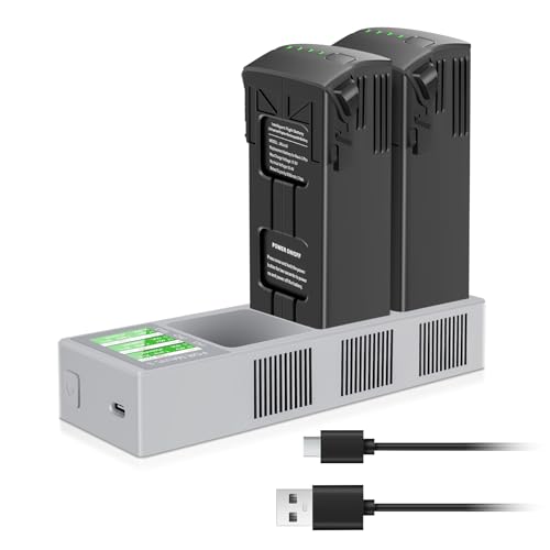 2-Pack Mavic 3 Batteries 5000mAh Up to 46 Mins Flight Time and LCD Display Mavic 3 Pro Battery Charger Compatible with DJI Mavic 3/3 Pro/3 Cine/3 Classic/3 Pro Cine/3 Enterprise Series