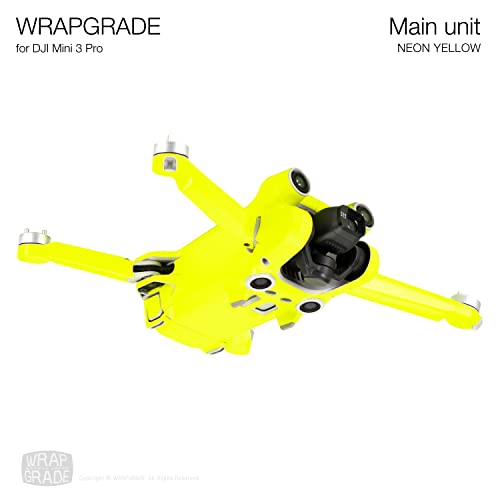 WRAPGRADE Skin Stickers compatible with DJI Mini 3 Pro | Main Unit (NEON YELLOW) - color: Neon Yellow