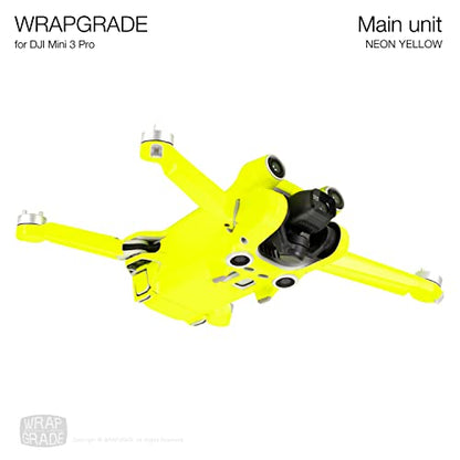 WRAPGRADE Skin Stickers compatible with DJI Mini 3 Pro | Main Unit (NEON YELLOW) - color: Neon Yellow