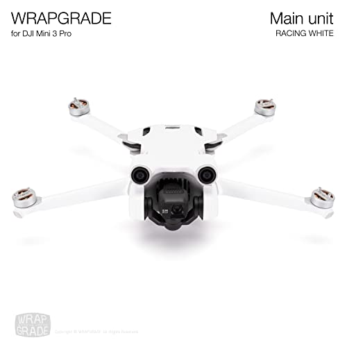 WRAPGRADE Skin Stickers Compatible with DJI Mini 3 Pro | Main Unit (Racing White) - color: Racing White