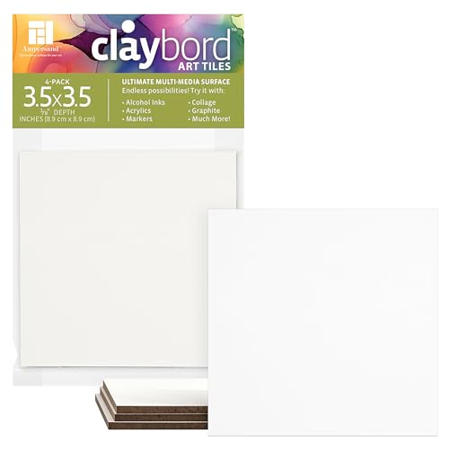Ampersand Claybord | 3.5x3.5-4pk | 1/8" Flat|Ink & Acrylic Painting Panel