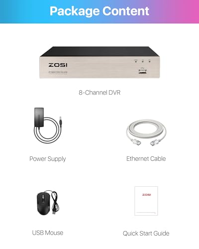 ZOSI 1080P H.265+ 8CH Hybrid 4-in-1 CCTV DVR Recorder, No Hard Drive