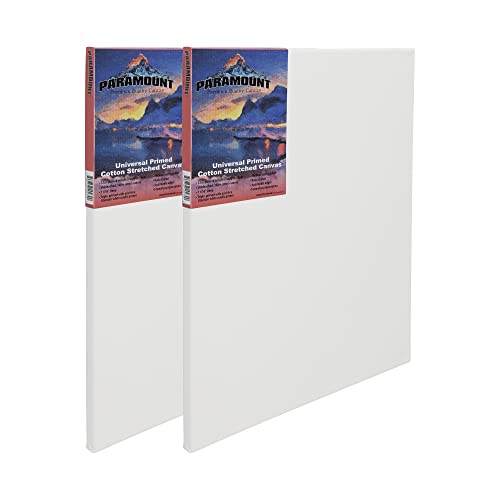 Jerry's Artarama Paramount Pre-Stretched Canvas for Painting- (Pack of 2), 10x10" Triple Primed White Canvases- 11/16" Deep, 100% Cotton Stretched Canvas for All Media, Medium Tooth, Back-Stapled - size: 10 x 10