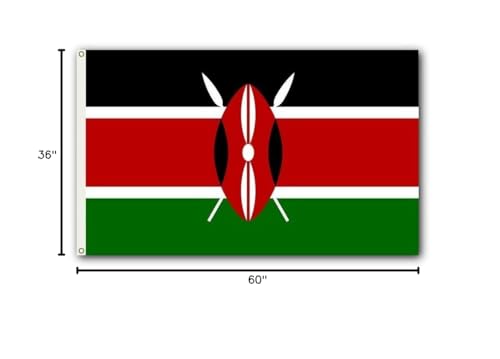 SSK® Kenya Outdoor Flag - Large 3' x 5', Weather-Resistant Polyester - color: Kenya
