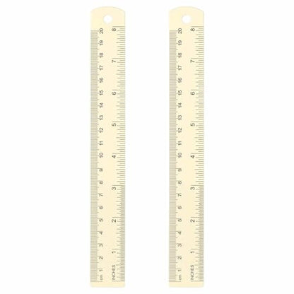 HARFINGTON 2pcs Metal Straight Ruler 20cm Metric SAE Aluminum Alloy Measuring Rulers Scale Tool with Hole for Measure Study Reading Classroom Office, White - color: White, size: 20cm