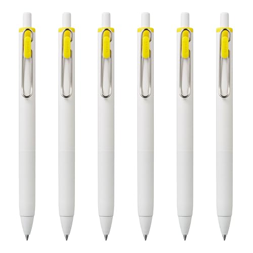 Uni-Ball one Retractable Gel Pens, Medium Point (0.7mm),Yellow Ink, 6 Pens - color: Yellow, style: Medium