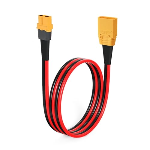 ELFCULB XT60 to XT90 Adapter Cable 10AWG XT60 Female to XT90 Male Connector Cable for RC Lipo Battery Drone(2FT) - color: XT60 Female to XT90 Male