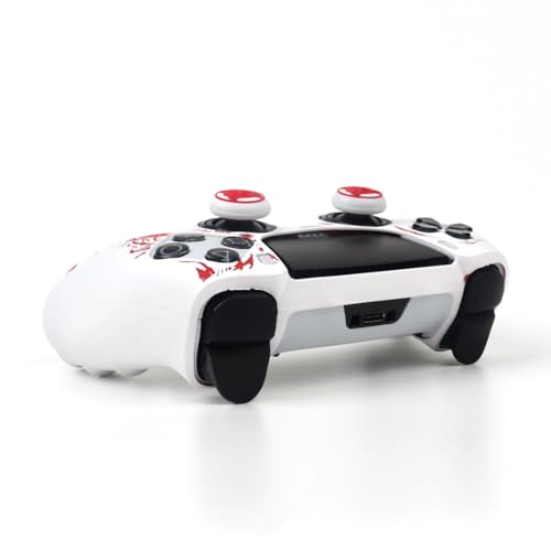 RALAN Tiger Silicone Controller Skins with 2 Thumb Gripsr Compatible with PS5 Dualsense Edge Controller Play Station 5 Accessories, Sweat-Proof Anti-Slip Cover Skin Protecto - color: Tiger White Red