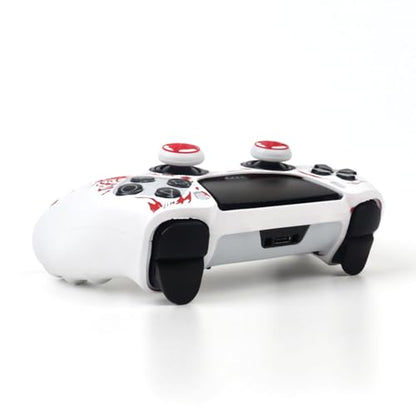 RALAN Tiger Silicone Controller Skins with 2 Thumb Gripsr Compatible with PS5 Dualsense Edge Controller Play Station 5 Accessories, Sweat-Proof Anti-Slip Cover Skin Protecto - color: Tiger White Red
