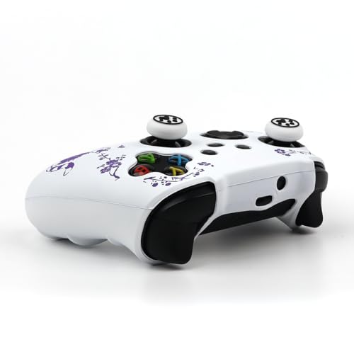 Cat Among Blossoming Branches Skin Compatible with Xbox Series X Wireless Controller, RALAN Protector Case， Customised Thumb Grips Cap - color: Cat White Purple