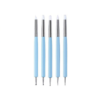COMIART 5 X 2 Way Ball Styluses Dotting Tool Silicone Color Shaper Brushes Pen for Polymer Clay Pottery Modeling Sculpture Nail Art