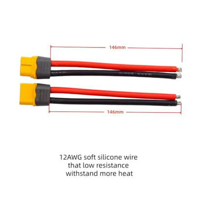 XT60 Update UH60 Connector Plug Cable Kit - 10-Piece Female and Male Assemblies with 12 AWG Silicone Cables(146mm)