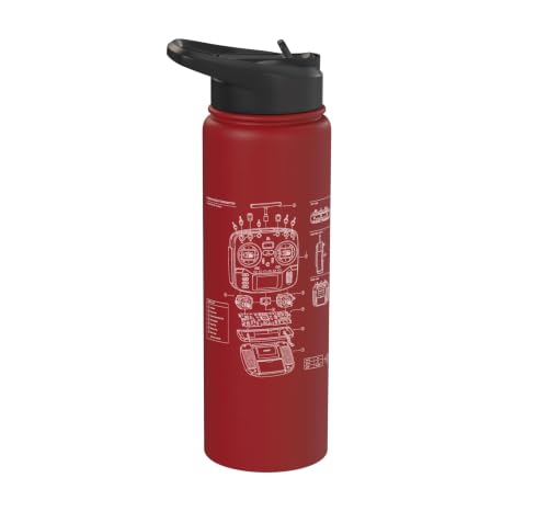 RC Transmitter Blueprint FPV Drone RC Car Radio Controller Stainless Steel Insulated Water Bottle - color: Red