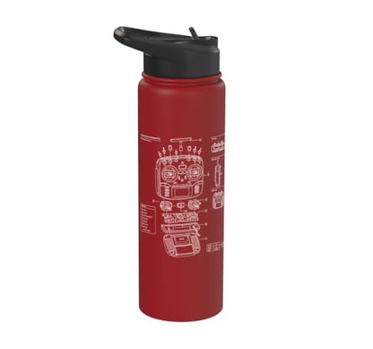 RC Transmitter Blueprint FPV Drone RC Car Radio Controller Stainless Steel Insulated Water Bottle - color: Red