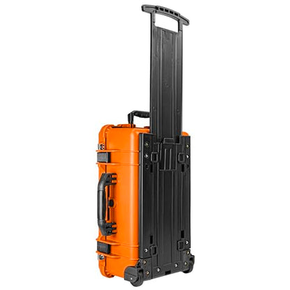 Eylar 22" Carry-On Travel Roller Gear, Camera, Drones, Tools, Equipment Hard Case Waterproof, TSA Approved, Customizable Pluck Foam, Lockable (Orange) - color: Orange