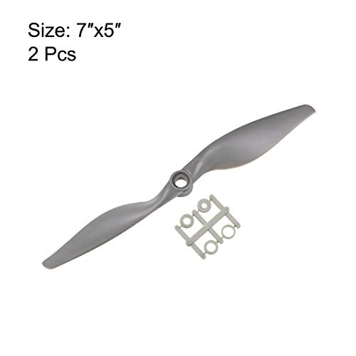 uxcell RC Propellers CW 7x5 Inch 2-Vane for Airplane Nylon Gray 2Pcs with Adapter Rings - size: 7x5 inch