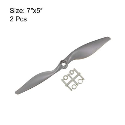 uxcell RC Propellers CW 7x5 Inch 2-Vane for Airplane Nylon Gray 2Pcs with Adapter Rings - size: 7x5 inch