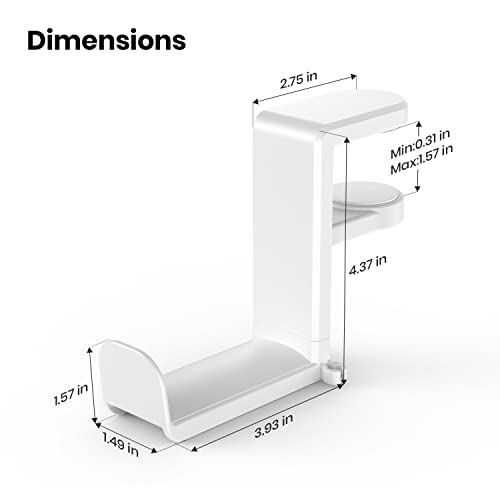 EURPMASK Rotating Headphone Stand,Adjustable Clamp-on Headset Holder Hanger - color: White 1 Pack