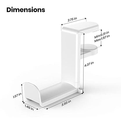 EURPMASK Rotating Headphone Stand,Adjustable Clamp-on Headset Holder Hanger - color: White 1 Pack