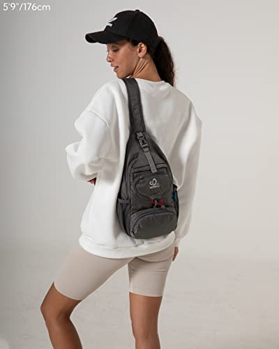 WATERFLY Packable Small Crossbody Sling Backpack Shoulder Chest Bag Daypack for Hiking Traveling Grey - color: Grey