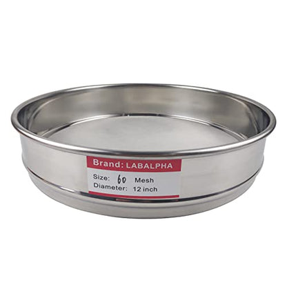 LABALPHA 60 Mesh Lab Sieves, #60 Mesh Test Sieve, 8'' Diameter, 304 Stainless Steel Wire Cloth (0.3mm) - size: 60 mesh (0.3mm)