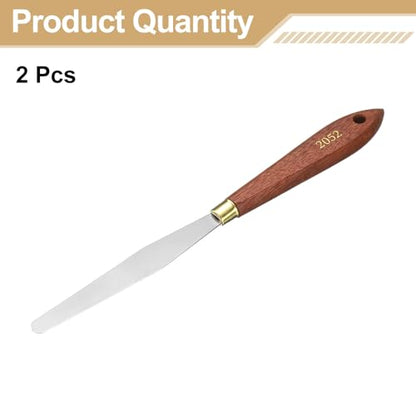HARFINGTON 2pcs Palette Knife Painting Tool 4.33" x 0.59" Stainless Steel Teardrop Blade 8.66" Length Spatula Painting Pallet Knives with Hole Beech Wood Handle for Acrylic Canvas, Red/Silver - size: 8.66" x 0.59" x 4.33"