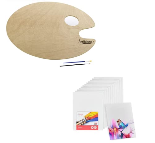 8x10 Canvas Boards & 1 Pack Wooden Paint Tray Palette