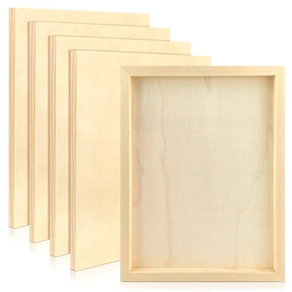 FSWCCK 5 Pack 11 x 14 inch Wood Panel Boards, Unfinished Wood Canvas Panels for Crafts, Painting Canvas, DIY Art Projects, Pouring, Arts Use with Oils, Acrylics - size: 11"X 14" 5 Pack