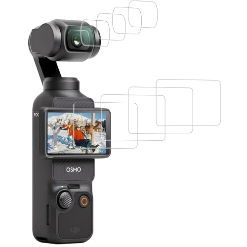Pocket 4 Lens Screen Protector - 9H Tempered Glass Protective Film for DJI Osmo Pocket 3/Pocket 4 Camera Accessories [4 + 4 Pack] 0.3mm Thick Anti-Scratch Anti-Bubble