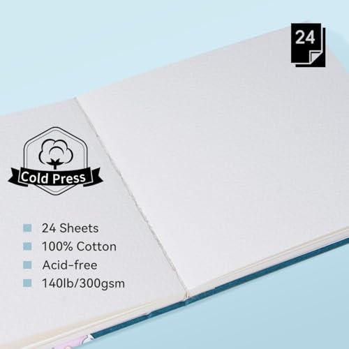 Arrtx Square Watercolor Sketchbook, 5.47" Cold Press - size: 5.47x5.47''
