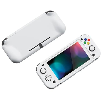 PlayVital ZealProtect Protective Case for Nintendo Switch Lite, Ergonomic Grip Hard Cover - Durable Shock-absorbent Anti-Scratch with Screen Protector & Thumb Grip Button Caps, White - color: White
